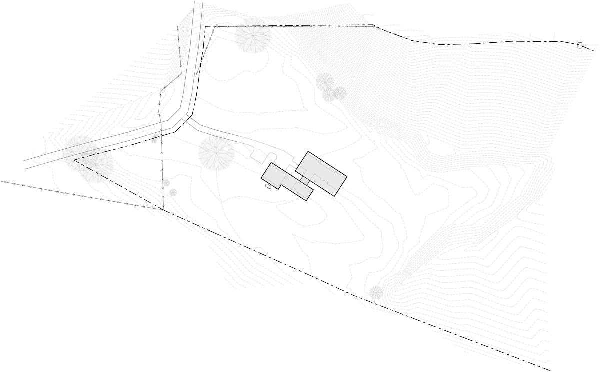 رسومات معمارية لمنزل في مزرعة.
