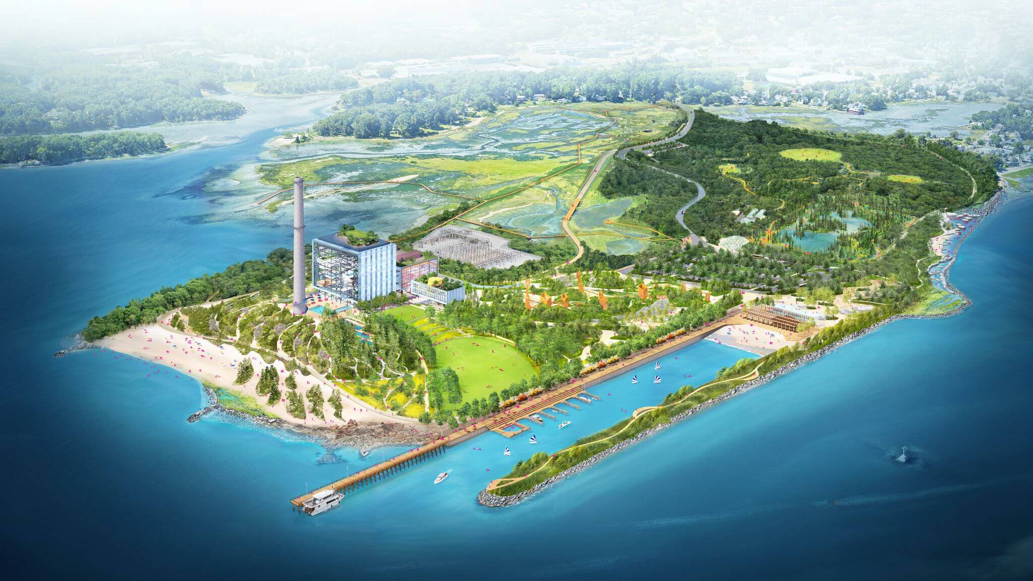 aerial view of future manresa island