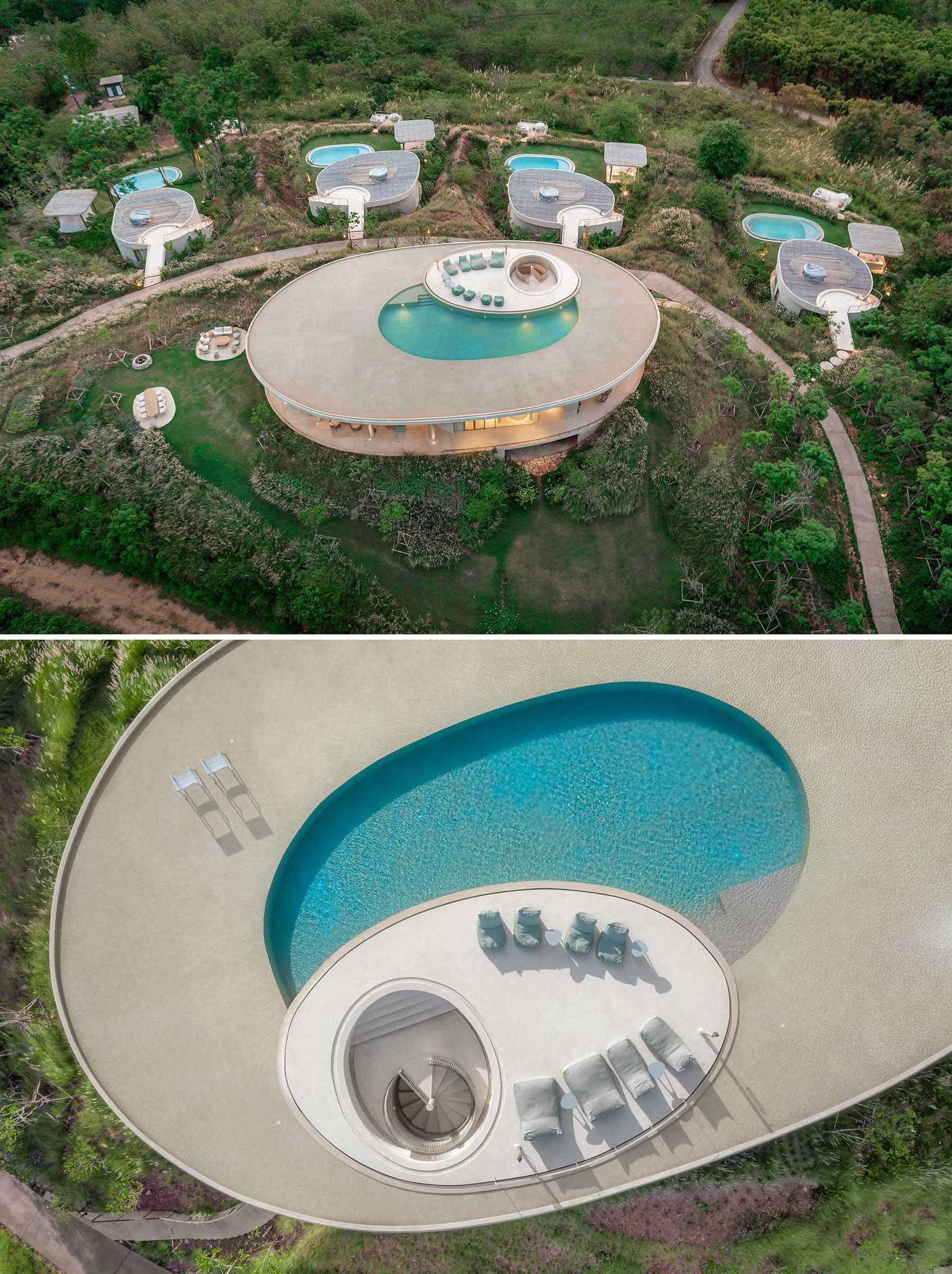 تصاميم المباني المختلفة لهذا الفندق البوتيكي مستوحاة من صورة الجبال المحيطة، وخطوط المناظر الطبيعية، والخصائص العضوية للموقع.