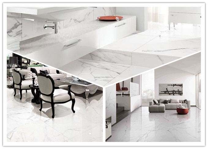 Diverse interior designs with porcelain tiles in different rooms