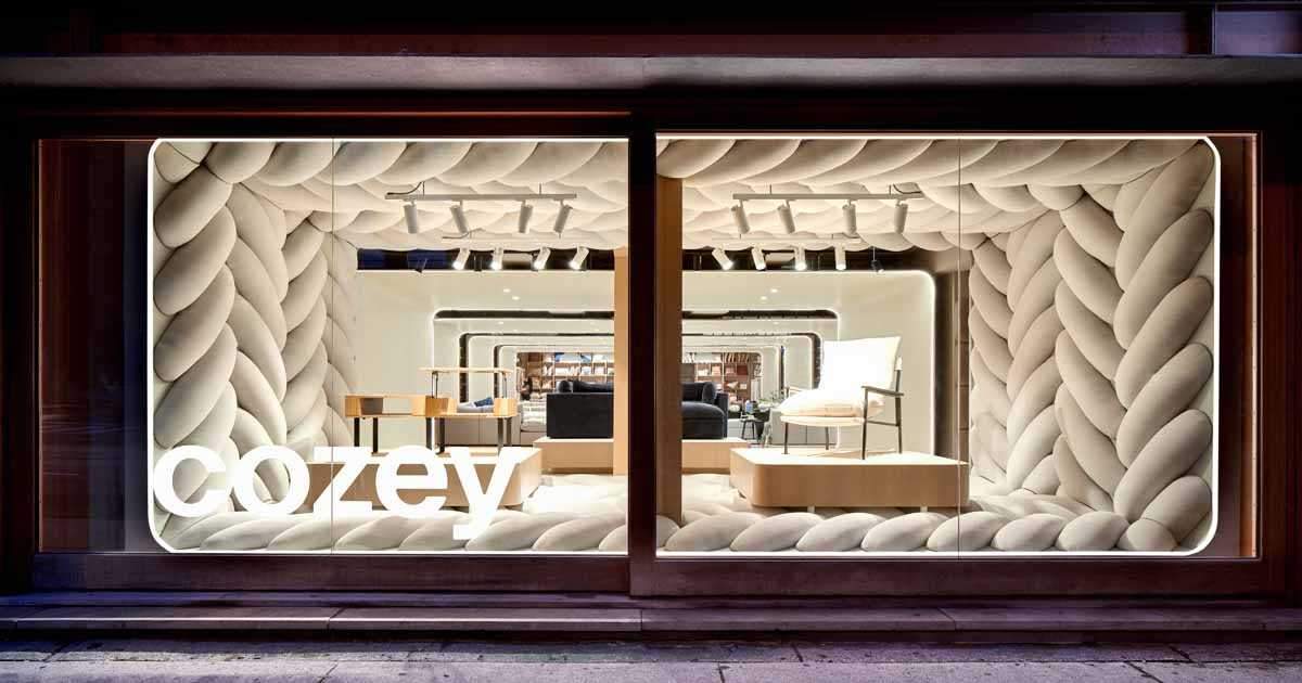 Giant 'Woven' Fabric Graces The Window Of This Flagship Store