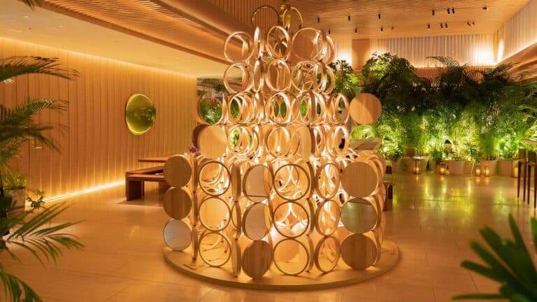 Minimal curves and skilled lines are the focal point of Kengo Kuma's Christmas trees