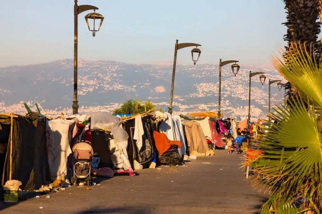 Emergency shelter in Beirut for people displaced by war in southern Lebanon