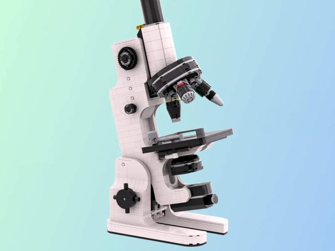 LEGO Microscope with a Functional Rotating Eyepiece lets you Examine LEGO Bacteria Samples