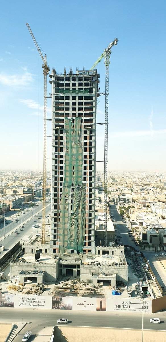 The work on the Tuwaiq Heritage Tower project in Riyadh exceeds halfway