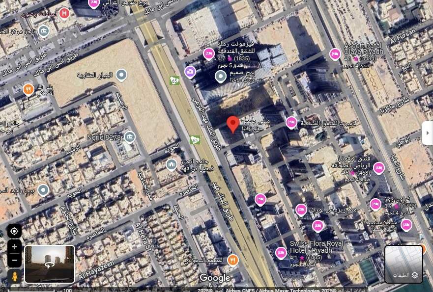 The location of the Sameem Tower project is on King Fahd Road in Riyadh.