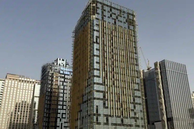 Cladding works at Ebdaat Towers 6 and 7 in Al-Sahafa District are nearing completion