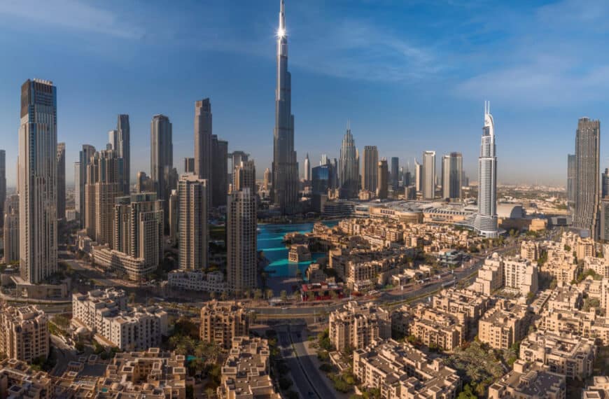 Dubai skyline featuring Burj Khalifa, highlighting the city's rapid hotel development with 5,344 new rooms expected by 2025.