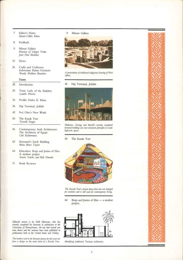 Frei Otto's architectural designs in Mimar magazine