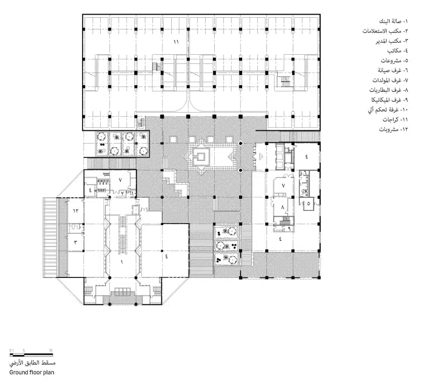 Design of the bank’s front facade