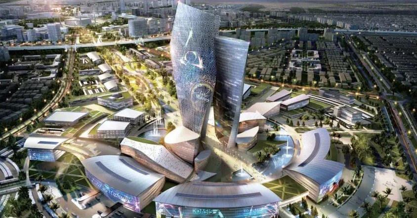 تصميم مركز مشروع جنوب سعد العبدالله مع أبراج حديثة ومرافق متكاملة