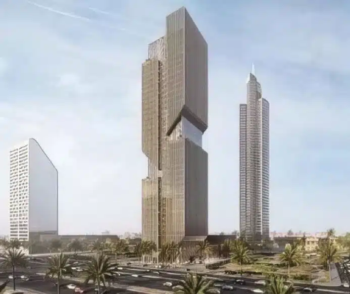 Alinma Tower in Riyadh.. Construction work reaches 20 out of 42 floors