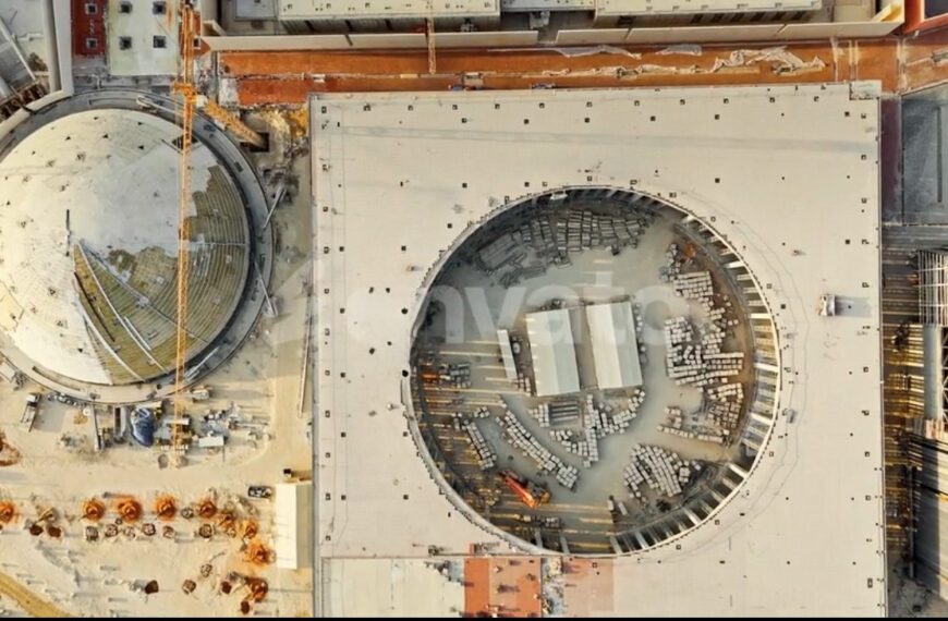 The Royal Arts Complex in King Salman Park: An aerial shot highlights the progress of construction