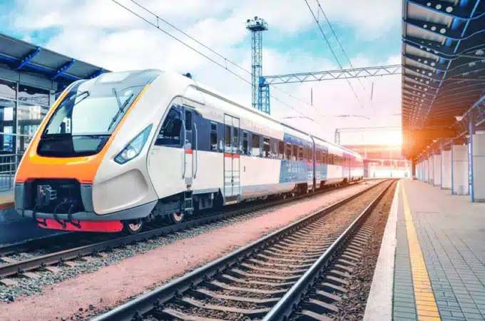 Modern train at a passenger station