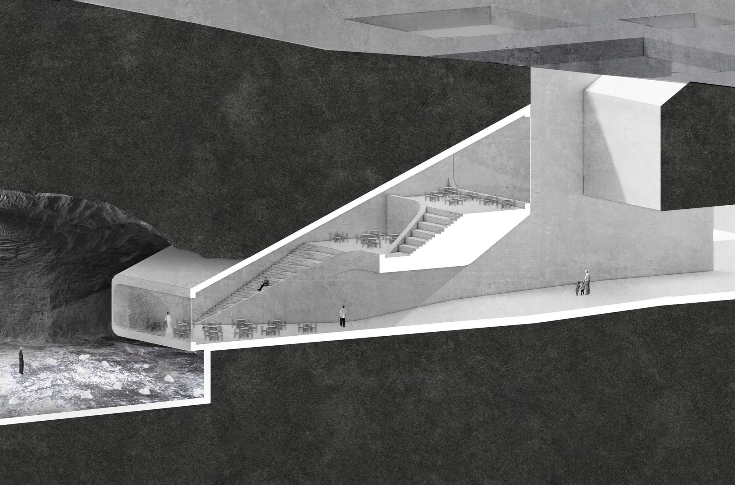 مخطط تصميم معماري يدمج البيئة الطبيعية في البنية التحتية