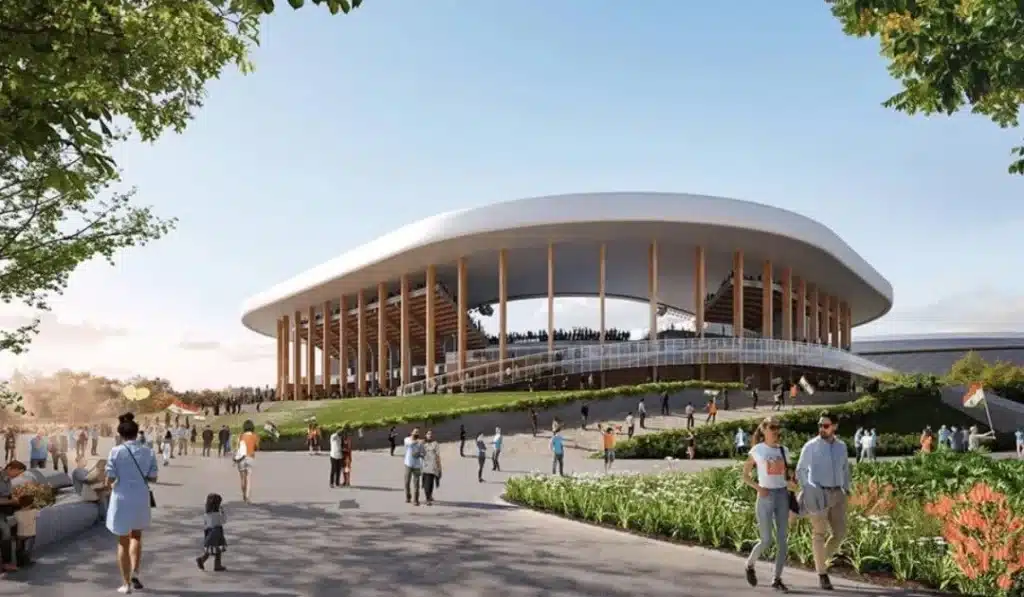 A modern entrance to a sports complex