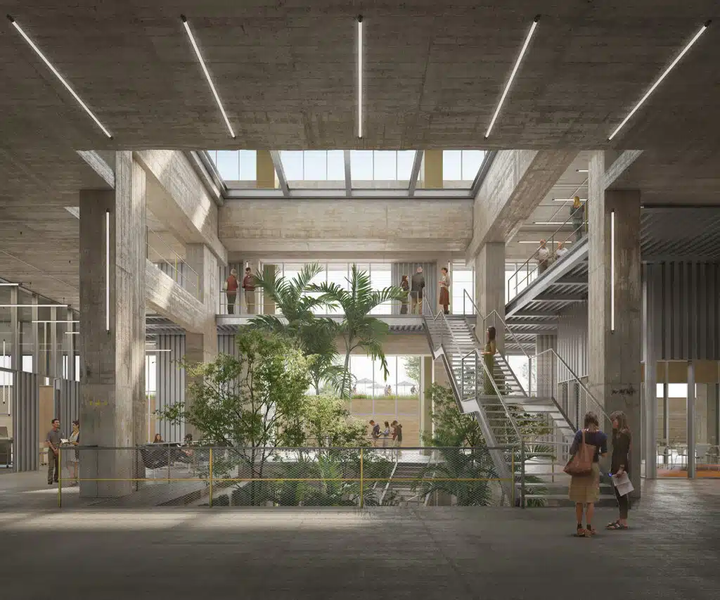 Green indoor space within an industrial building