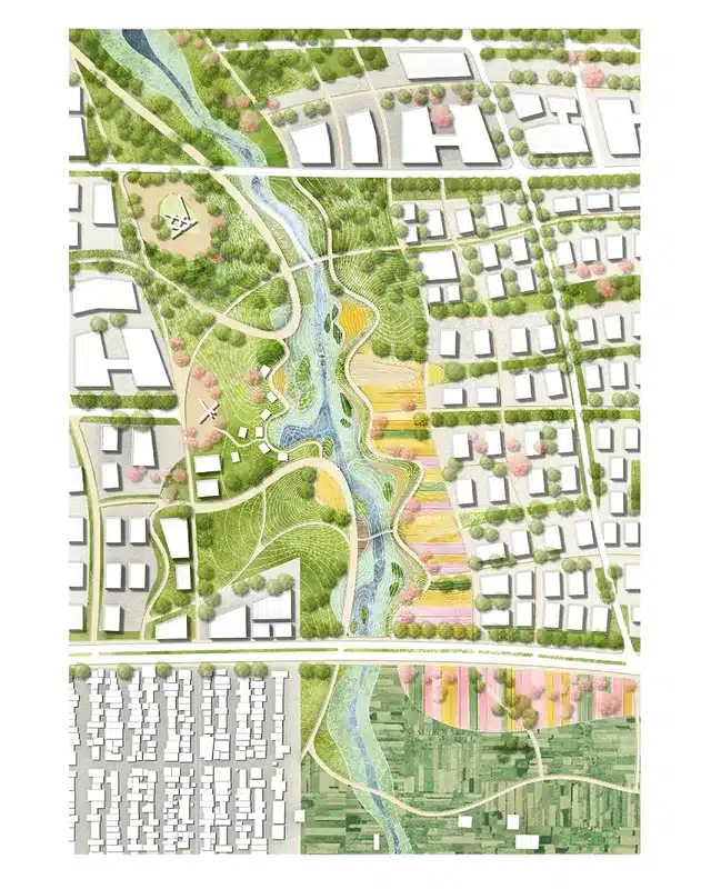 Urban planning map from the urban and architectural design workshop using digital tools
