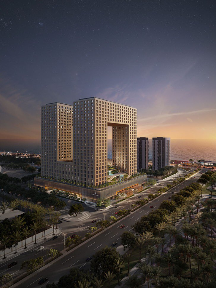 Exterior cladding work begins at the Four Seasons Hotel Jeddah Corniche