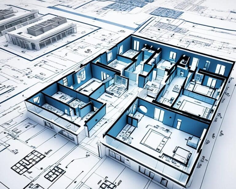 "خريطة تصميم معماري ثلاثية الأبعاد ل Gebäude، مع التركيز على التكامل بين التصميم الكهربائي والأركيتيكتوري."