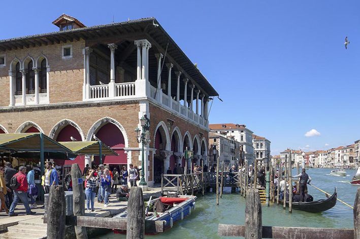 Venice waterfront scene, hosting events for the Venice Biennale