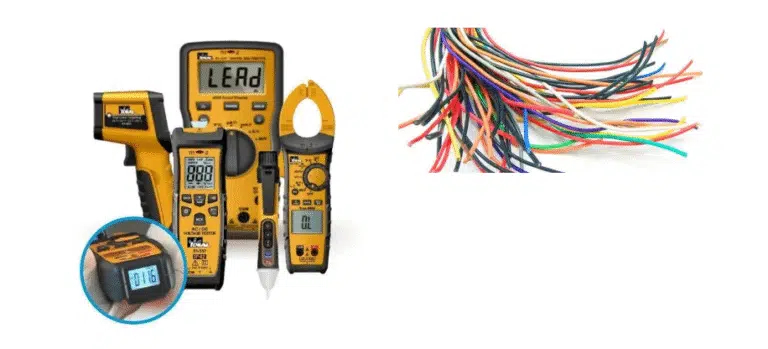 "Electrical measurement tools and wire sizes for selecting appropriate cable dimensions in architectural projects"
