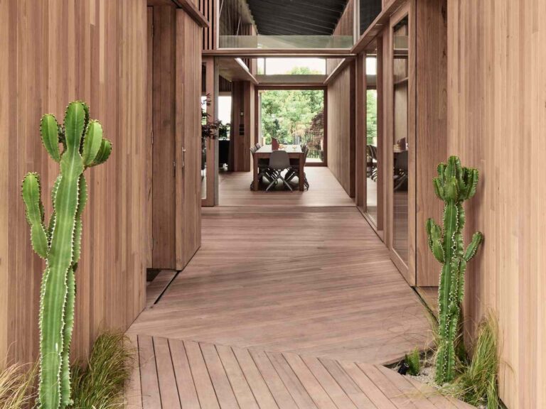 A beachside boardwalk reimagined as the spine of a modern home