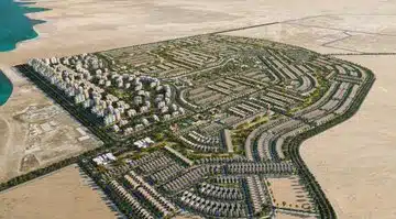 3D rendering of Sudaaim District showcasing clear infrastructure and green spaces.