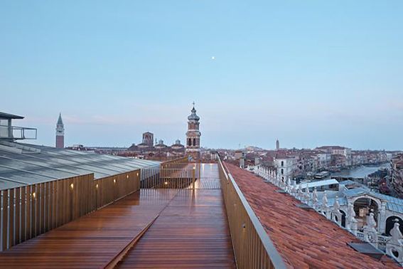 A stunning rooftop view in Venice, overlooking the historic towers hosting the Venice Biennale.