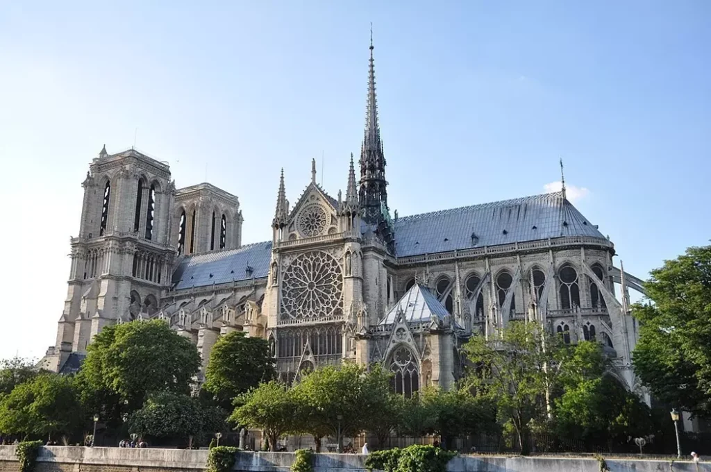 Notre-Dame Cathedral in Paris, a symbol of French Gothic architecture.
