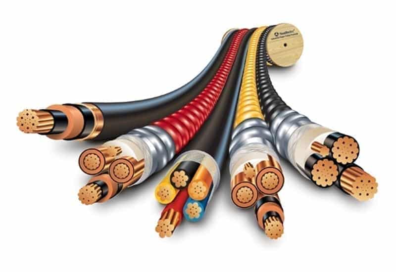 "Multicolored electrical cables of various sizes used for selecting appropriate cable dimensions in architectural projects"
