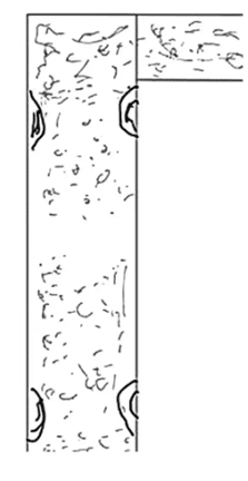 Another detailed technical drawing showing additional cracks in a concrete column, also labeled as 