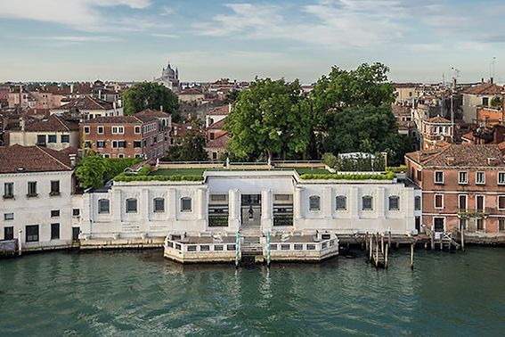Modern building on the waterfront in Venice, hosting events for the Venice Biennale.