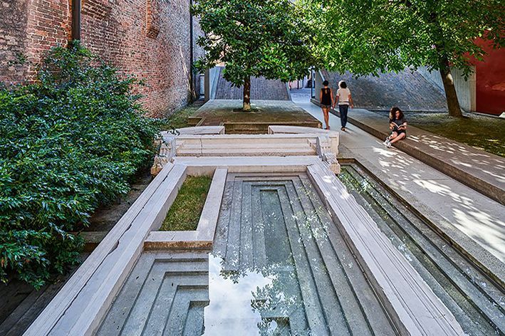 Modern outdoor space in Venice, hosting events for the Venice Biennale.