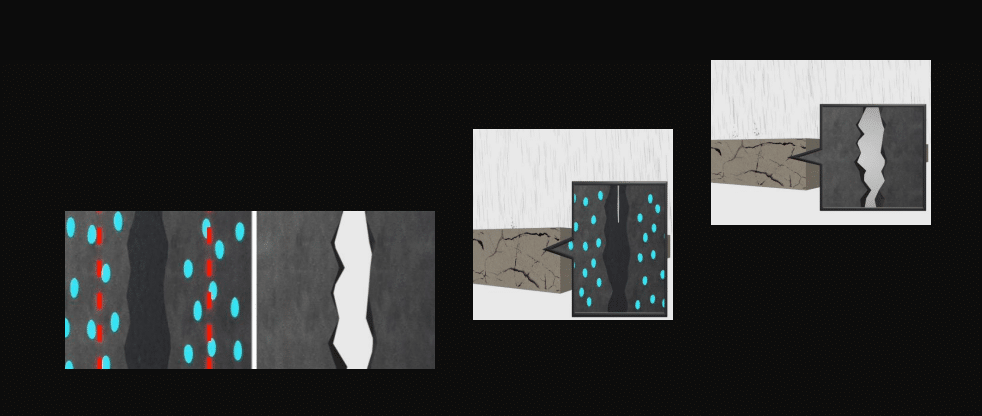 One of the nano theories is that the damage to the cement leads to the opening of one of the capsules and the release of the solution inside it.