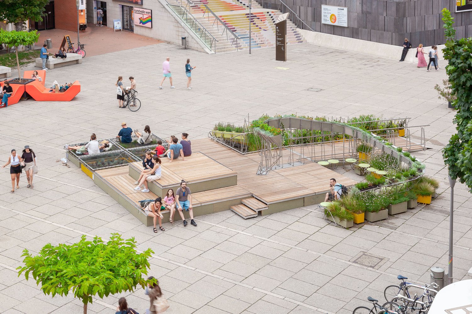 Urban Green Island by OpenFields: A Dynamic Public Space in Vienna