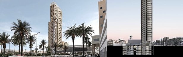 An elegantly designed bedroom interior with warm lighting and comfortable furniture.