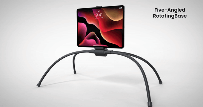 Adjustable tablet stand with five tilt angles for comfortable use