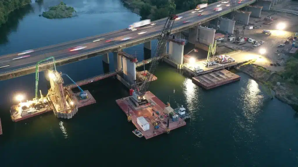 The new bridge connects the two riverbanks in California
