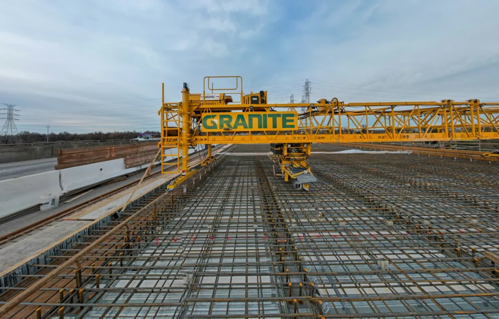 Construction site of the American River Bridge during the first phase