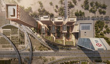 Architectural plan of the Kings Square project in Yasmin District, showcasing residential and office towers with commercial spaces and luxurious amenities.