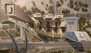Architectural plan of the Kings Square project in Yasmin District, showcasing residential and office towers with commercial spaces and luxurious amenities.