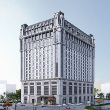 تصميم برج شيراتون الخبر بواجهته الكلاسيكية المميزة في وضح النهار