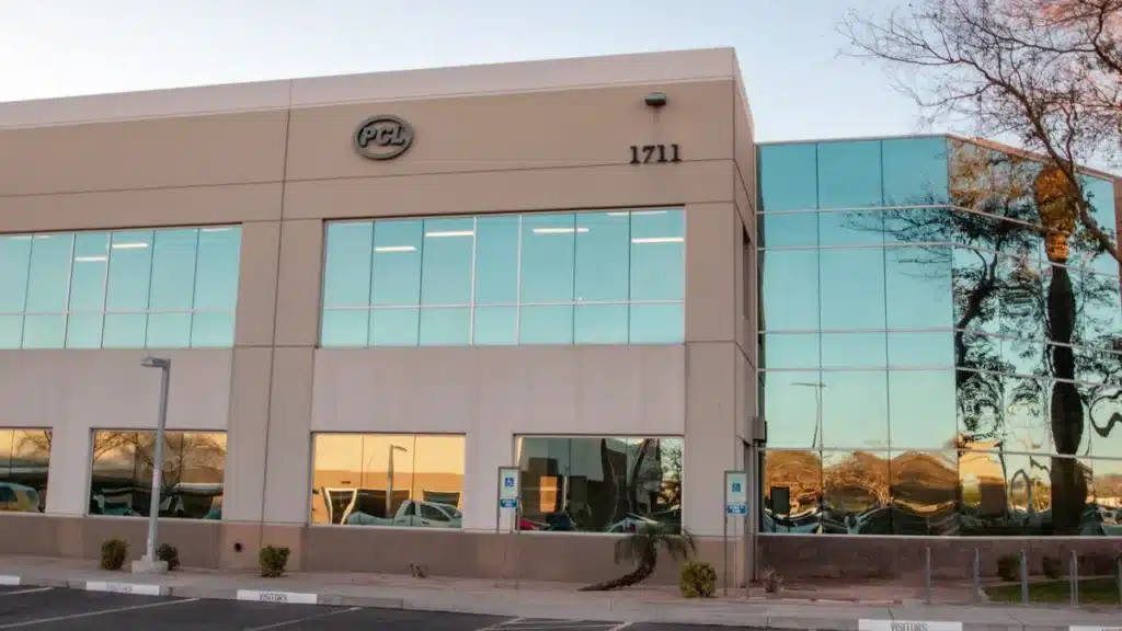A modern commercial building under construction supporting PCL’s expansion growth in the region.







