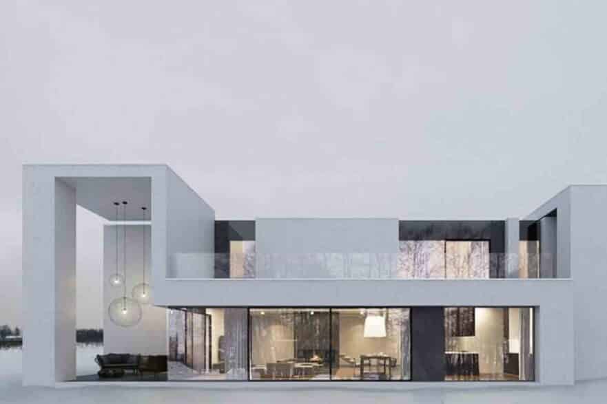 Minimalist home facade with soft neutral tones reflecting the less-is-more philosophy