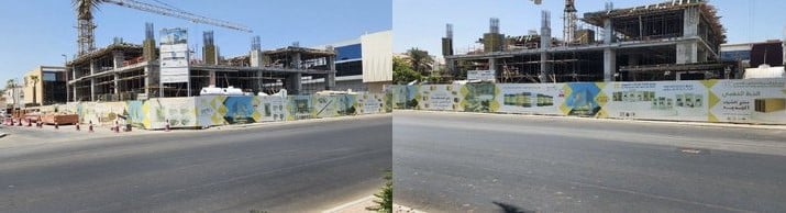 Front view of Al-Khayyat Plaza construction site during development phase in Jeddah