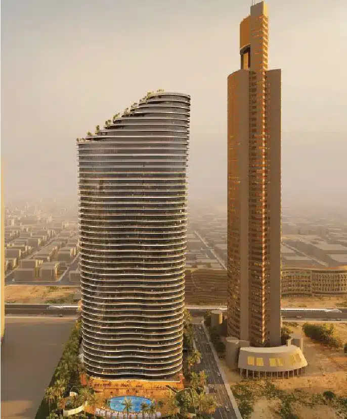 Al-Orouba Tower in Saudi Arabia during the afternoon from a unique angle