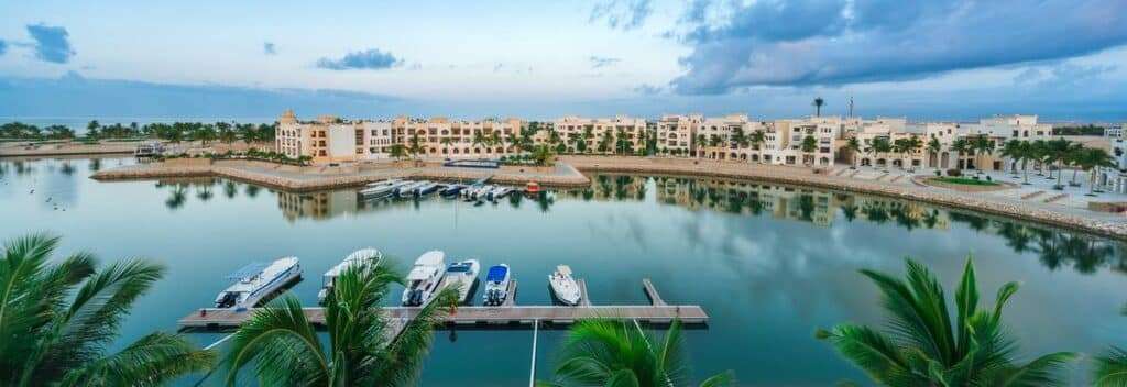 Waterfront at Hawana Salalah featuring lagoon and waterpark attractions
