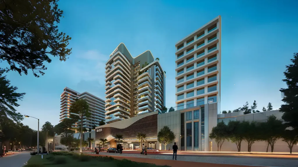 مخطط هندسي يوضح توزيع المساحات في مشروع عزّي ديفيد بدبي.