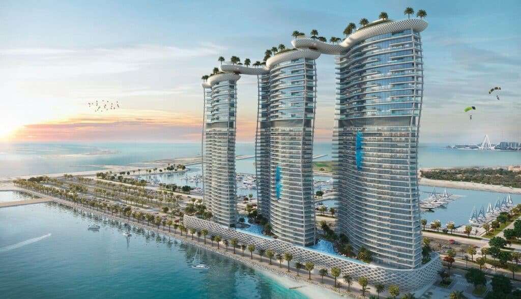 Architectural design of Mercedes-Benz Places in Dubai reflecting the brand’s modern identity.